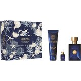  Versace Dylan Blue Zestaw podarunkowy, woda toaletowa 100ml + Woda toaletowa 5 ml + Żel pod prysznic 150ml
