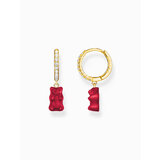 Thomas Sabo CR726-414-10 Gold single hoop earrings w. red Goldbears 