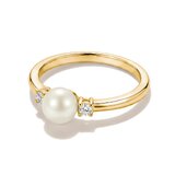Thomas Sabo TR2370-M01-14-54 Ring with Pearl and White Cubic Zirconia for Women, Gold-Plated