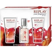 Replay Your Fragrance! for Her Zestaw upominkowy, woda toaletowa 20ml + Żel pod prysznic 50ml + dezodorant 50ml