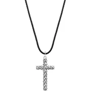 Rebel & Rose NL028-S-70 Studded Cross Black Unisex Necklace 70cm