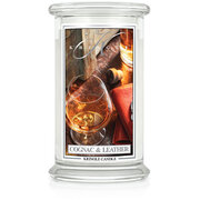 Kringle Candle Cognac & Leather duża świeca zapachowa z 2 knotami (624 g)
