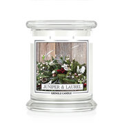 Kringle Candle Świeca zapachowa Juniper & Laurel średnia z 2 knotami (411 g)