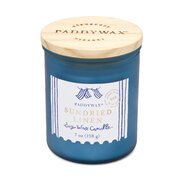 Paddywax COASTAL Świeca zapachowa z suszonego na słońcu lnu w szklanym słoju z drewnianą pokrywką 8 uncji/226 g