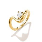 Thomas Sabo TR2543-M01-14-56 Ring with White Teardrop-Shaped Cubic Zirconia for Women, Gold-Plated