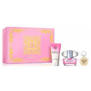 Versace Bright Crystal Zestaw upominkowy, woda toaletowa 90ml + mleczko do ciała 100ml + breloczek
