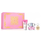 Versace Bright Crystal Zestaw upominkowy, woda toaletowa 90ml + mleczko do ciała 100ml + breloczek