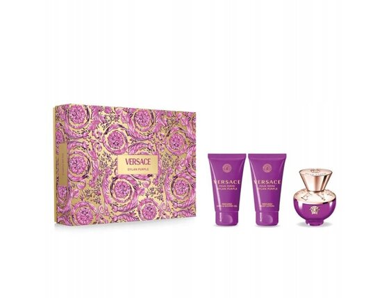 Versace dylan purple darčeková sada, parfumovaná voda 50ml + sprchový gél 50ml + telové mlieko 50ml - Versace-Dylan-Purple-EDP-50-ml-gel-50-ml-balzam-50-ml-Sada-EAN-GTIN-8011003893393